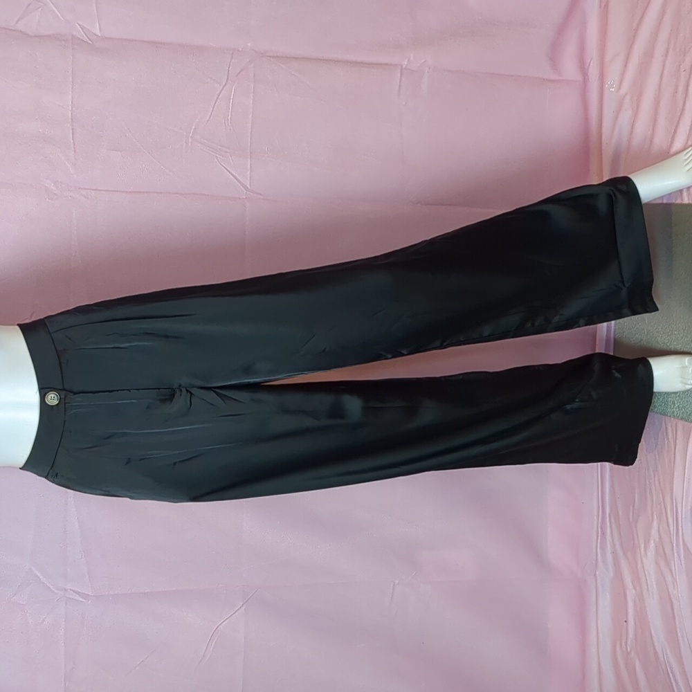 Nasty Gal Sleek Out Satin Wide Leg Pants with Pockets in Black size 6
